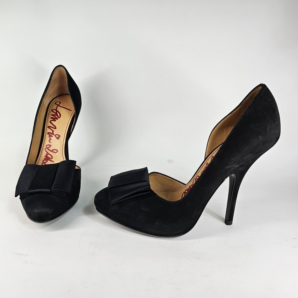 Lanvin Satin Bow d'Orsay Pump Platform Heels Womens 37 7 Formal Velvet Evening